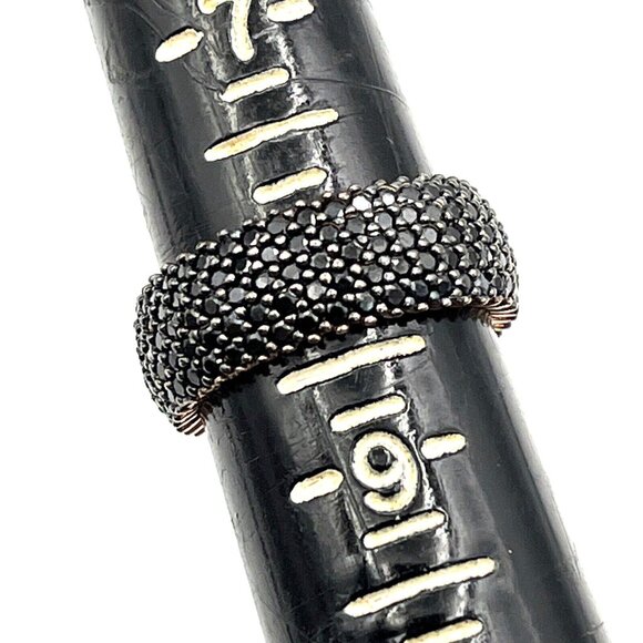 Rose Gold Over Sterling Silver Micro Pave Black Spinel Eternity Band Ring 8 New - Picture 9 of 9